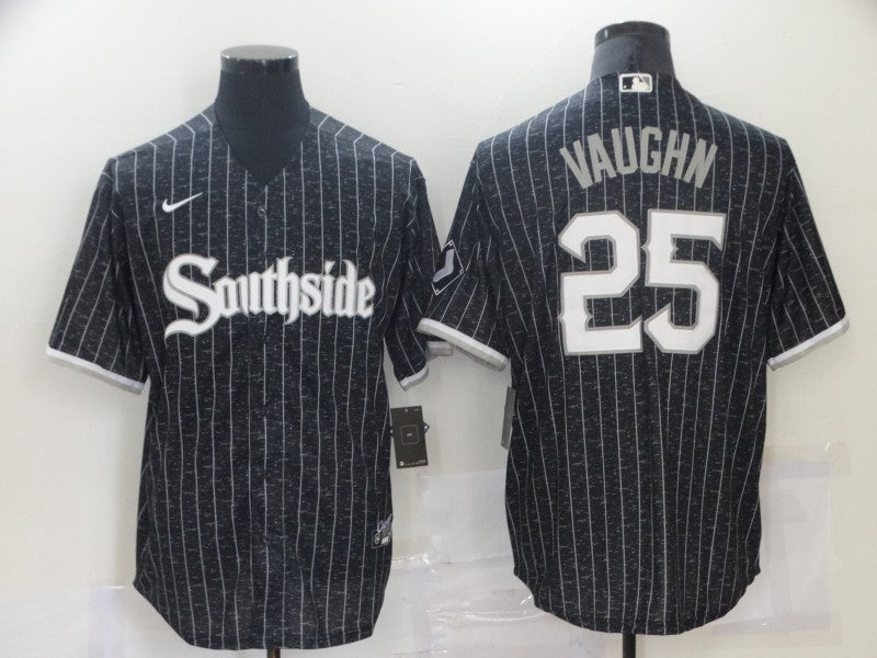 Men's Chicago White Sox Jim Abbott #25 Black Replica Baseball Jersey1