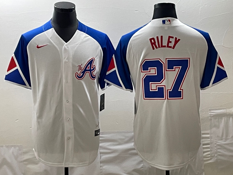 Men's Atlanta Braves Austin Riley Nike White 2023 City Connect Replica Player Jersey1