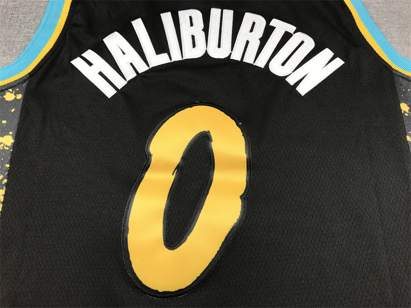 Men's Indiana Pacers Tyrese Haliburton #0 Black 2023/24 Swingman Jersey1 - City Edition
