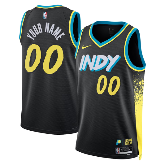Men's Indiana Pacers Black 2023/24 Custom Swingman Jersey1 - City Edition