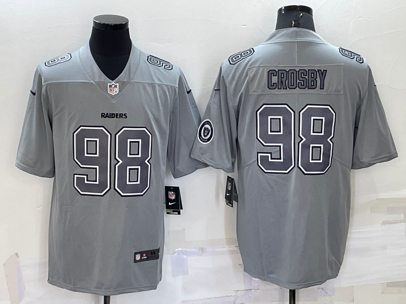Men's Las Vegas Raiders Maxx Crosby #98 Gray Atmosphere Fashion Game Jersey1