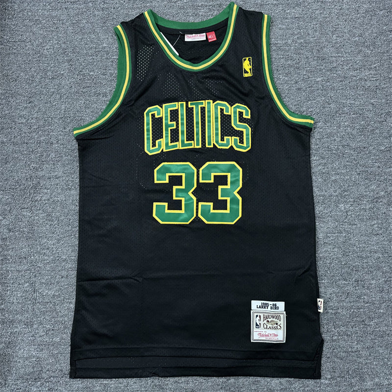 Men's Boston Celtics Larry Bird #33 Black 1985/86 Hardwood Classics Swingman Jersey1