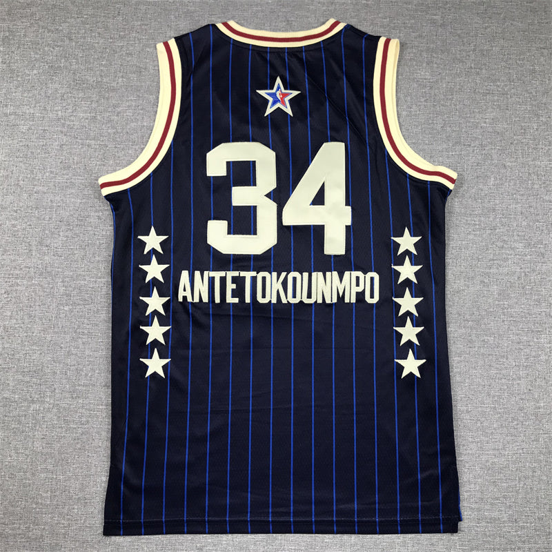 Men's Milwaukee Bucks Giannis Antetokounmpo #34 Navy 2024 NBA All-Star Game Swingman Jersey1