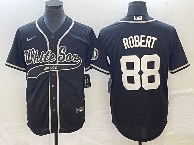 Men's Chicago White Sox Luis Robert #88 Black Replica Player Jersey1 Joint Edition