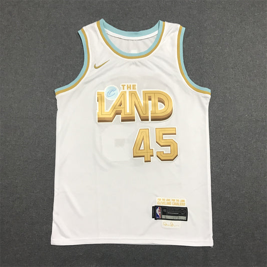 Men's Cleveland Cavaliers Donovan Mitchell #45 The Land White City Edition Jersey1