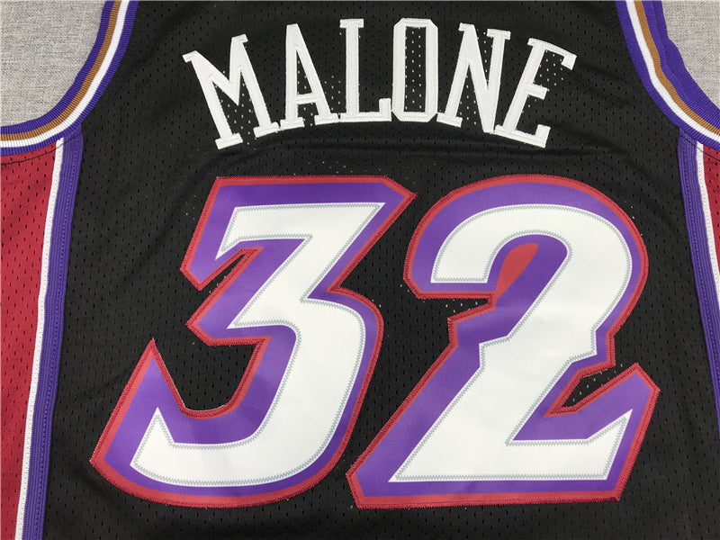 Men's Utah Jazz Karl Malone Black 1998-99 Hardwood Classics Swingman Jersey1