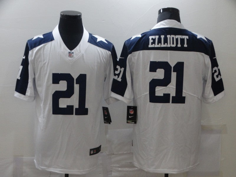 Men's Dallas Cowboys #21 Ezekiel Elliott White Game Jersey1