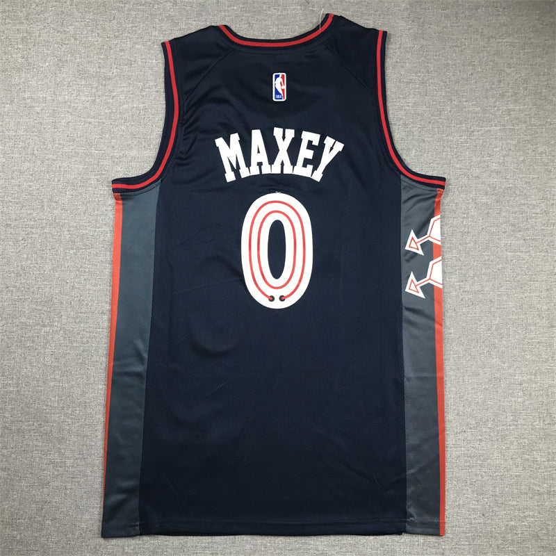 Men's Philadelphia 76ers Tyrese Maxey #0 Navy 2023/24 Swingman Jersey1 - City Edition