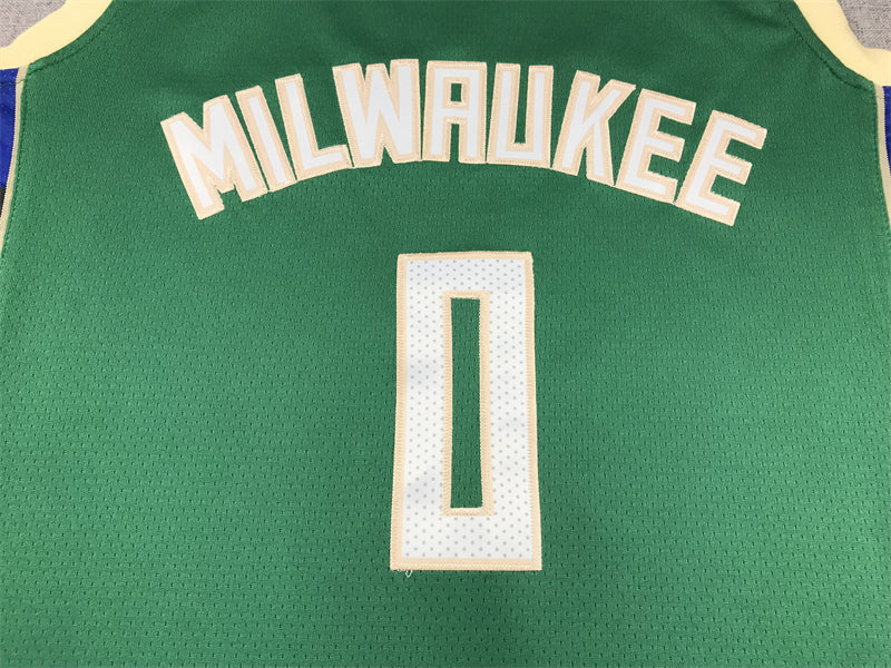 Men's Milwaukee Bucks Damian Lillard #0 Hunter Green Fast Break Player Jersey1 - Icon Edition