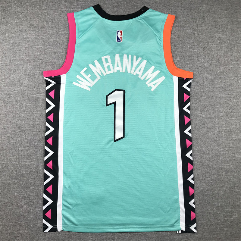 Men's San Antonio Spurs Victor Wembanyama #1 Turquoise 2022/23 Swingman Jersey1 - City Edition