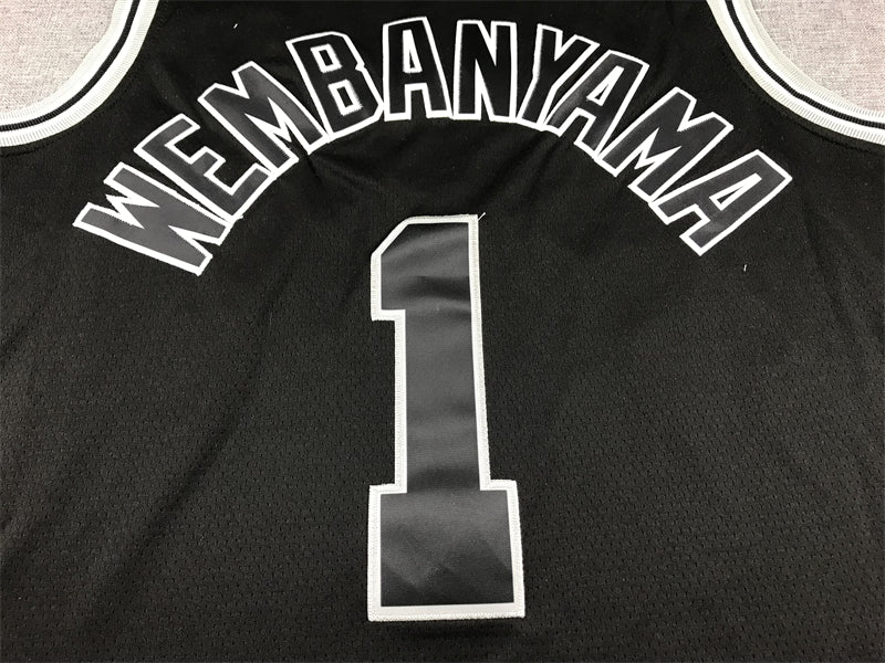 Men's San Antonio Spurs Victor Wembanyama #1 Black 2022/23 Swingman Jersey1 - Classic Edition