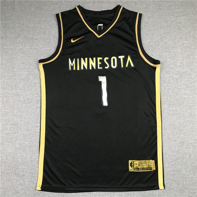Men's Minnesota Timberwolves Anthony Edwards #1 Black Swingman Jersey1