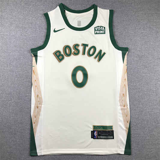 Men's Boston Celtics Jayson Tatum #0 White 2023/24 Swingman Jersey1 - City Edition