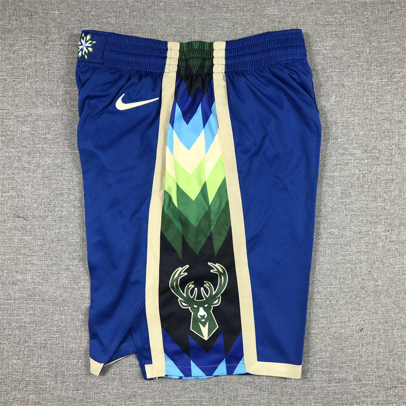 Men's Milwaukee Bucks 2022/23 Blue City Edition Basketball Shorts1
