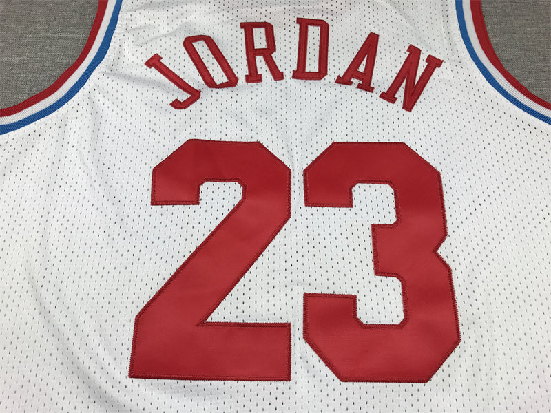 Men's 91 All Star Chicago Bulls Michael Jordan White Hardwood Classics Swingman Jersey1