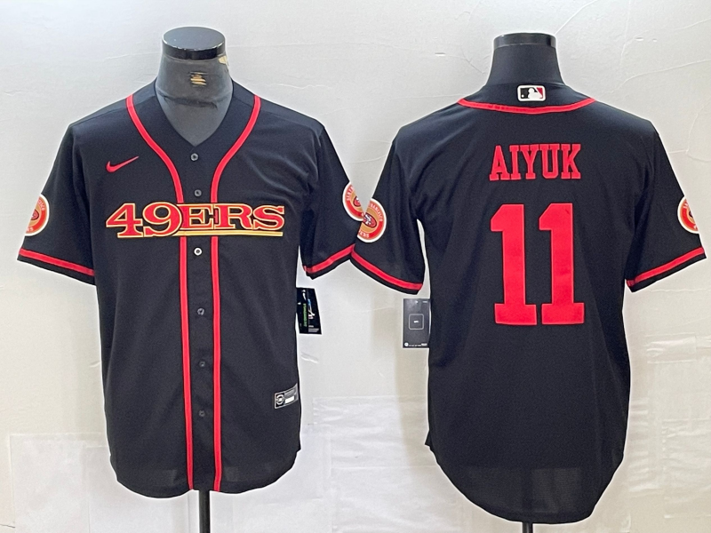 Men's San Francisco 49ers Brandon Aiyuk #11 Black Joint Edition Player Jersey1