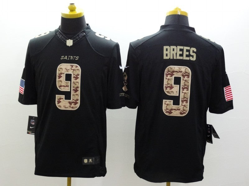 Men's New Orleans Saints Drew Brees #9 Black Team Game Jersey1