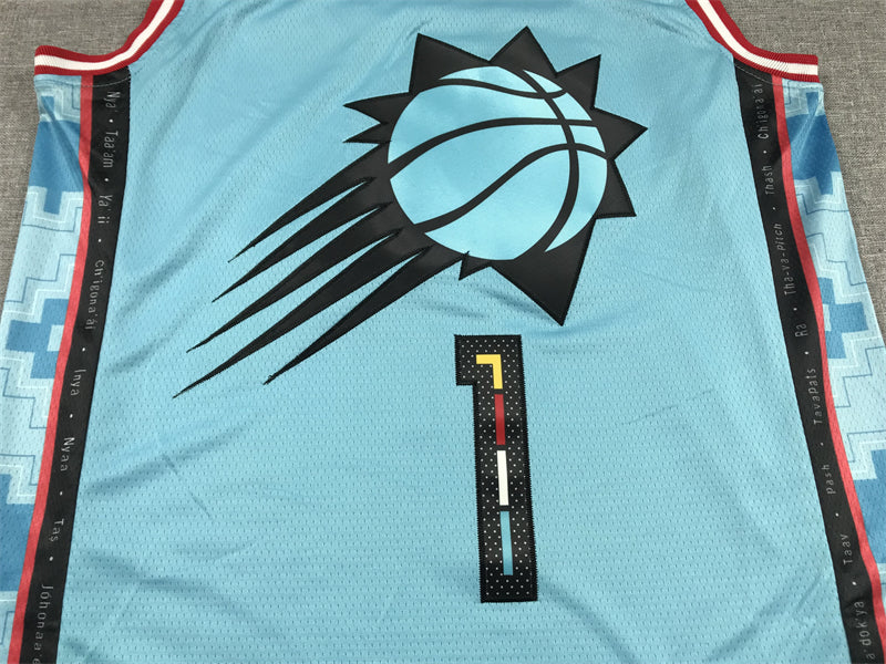 Men's Phoenix Suns Devin Booker #1 Turquoise 2022/23 Swingman Jersey1 - City Edition