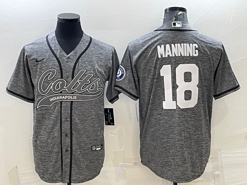 Men's Indianapolis Colts Peyton Manning #18 Gray Game Jersey1 Joint Edition