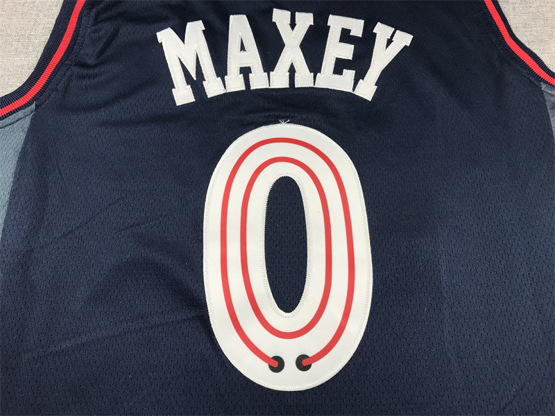 Men's Philadelphia 76ers Tyrese Maxey #0 Navy 2023/24 Swingman Jersey1 - City Edition