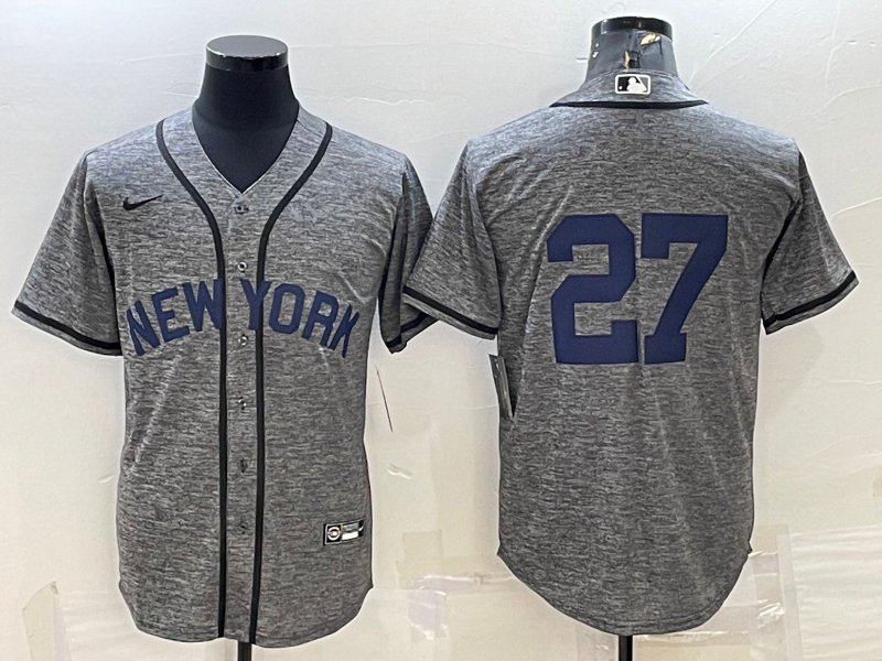 Men's New York Yankees Giancarlo Stanton #27 Gray Replica Team Name Jersey1