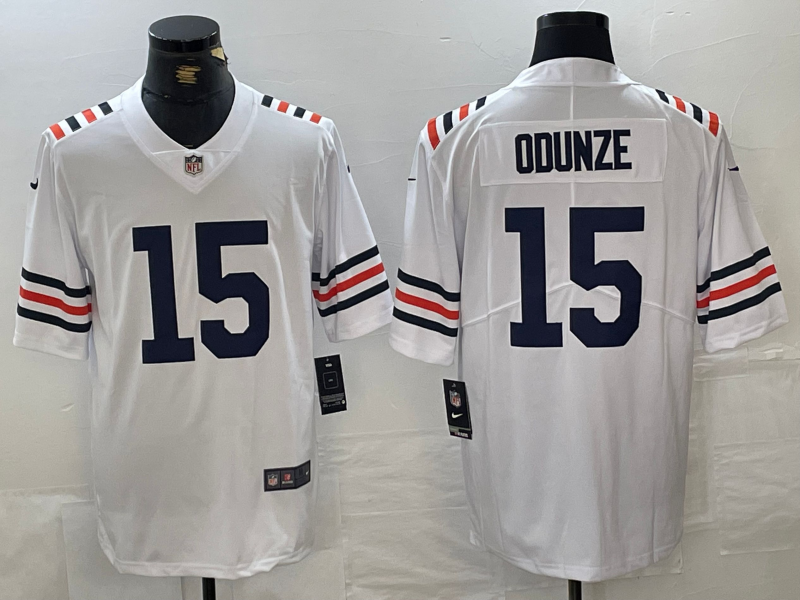 Men's Chicago Bears Rome Odunze #15 White 2024 NFL Draft 2nd Alternate Game Player Jersey1