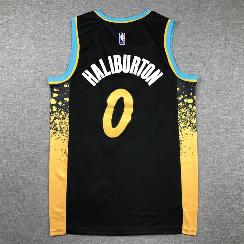 Men's Indiana Pacers Tyrese Haliburton #0 Black 2023/24 Swingman Jersey1 - City Edition