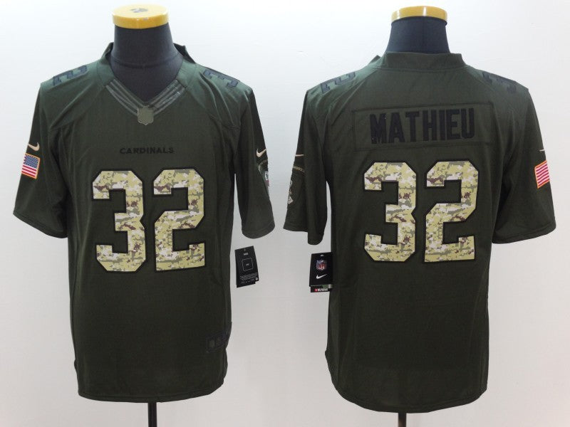 Men's Arizona Cardinals Tyrann Mathieu #32 Army Green Game Jersey1