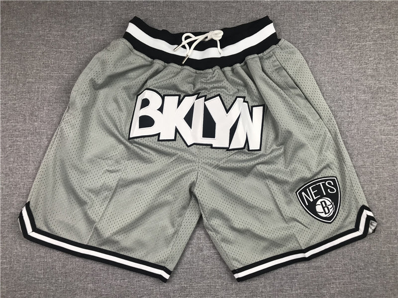 Men's Brooklyn Nets Gray Basketball Retro Shorts1
