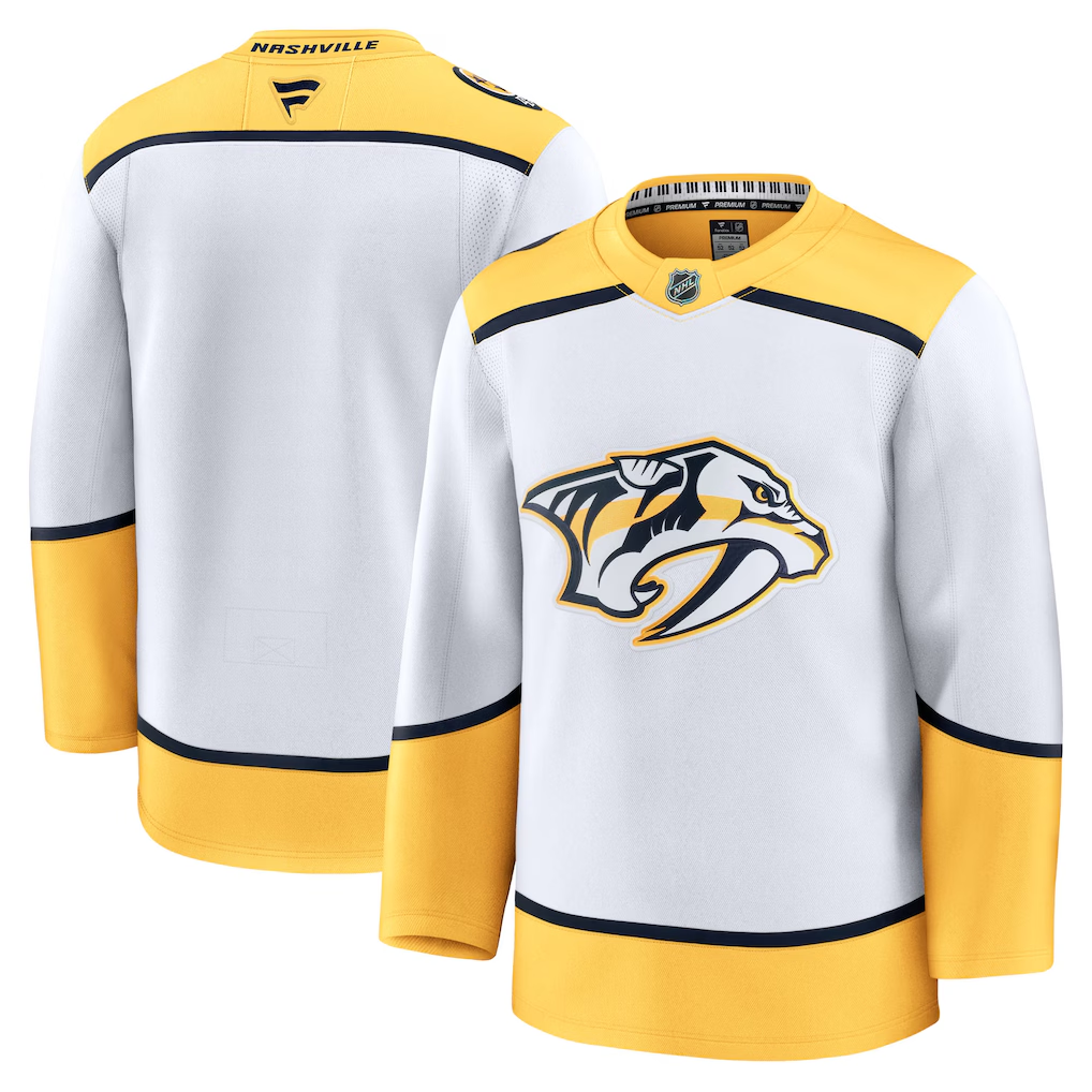 Nashville Predators White Away Premium Blank Jersey - JerseysFreak