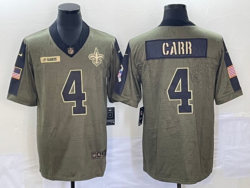 Men's New Orleans Saints Derek Carr #4 Brown Player Game Jersey1