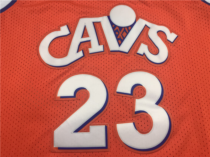 Men's Cleveland Cavaliers LeBron James Orange Hardwood Classics Swingman Jersey1