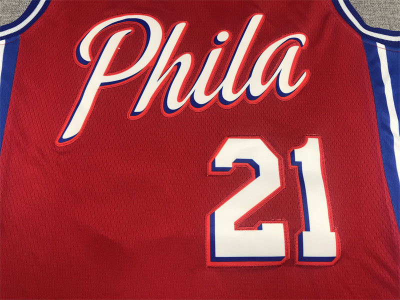 Men's Philadelphia 76ers Joel Embiid #21 NBA Red Replica Jersey1