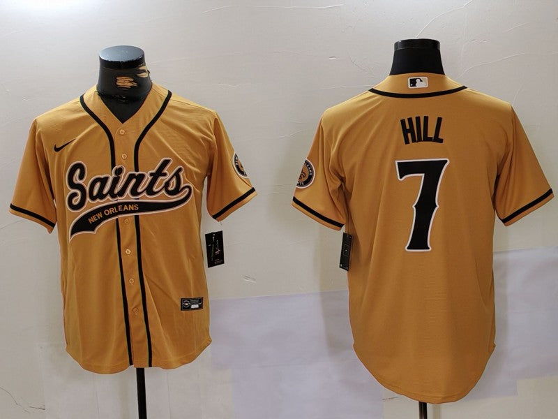 Men's New Orleans Saints Taysom Hill #7 Yellow Game Jersey1