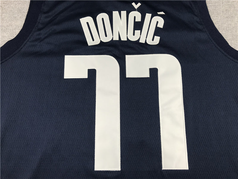 Men's Dallas Mavericks Luka Doncic #77 NBA Dark Blue Replica Jersey1