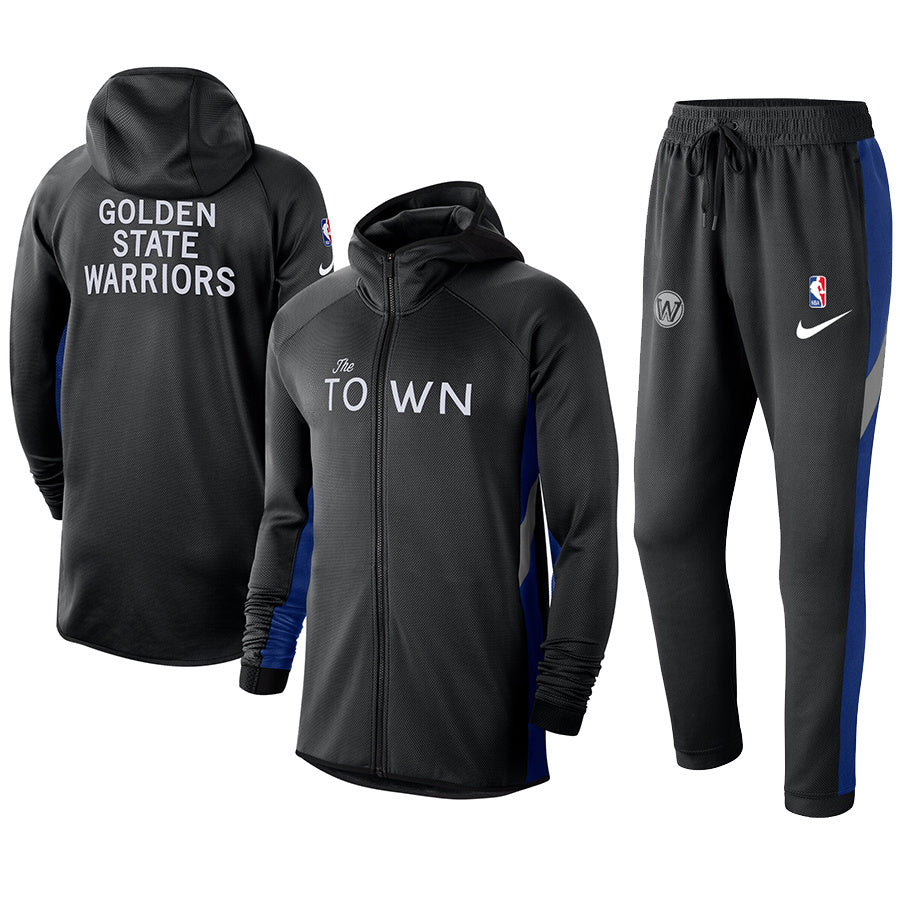 Men's Golden State Warriors Black 2019/20 Showtime Full-Zip Therma Flex Performance Hoodie