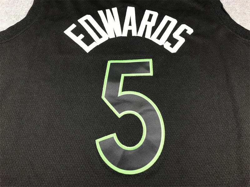 Men's Minnesota Timberwolves Anthony Edwards #5 Black 2022/23 Swingman Jersey1 - Statement Edition