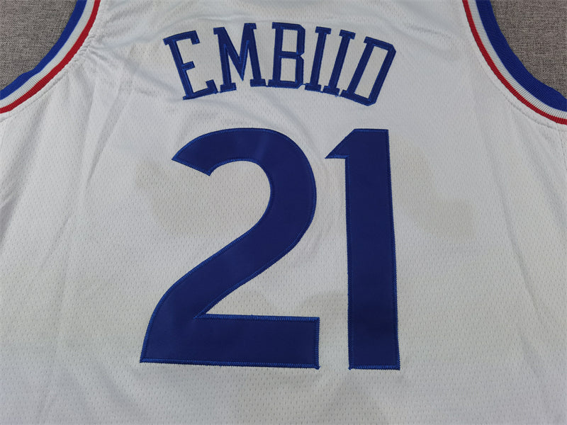Men's Philadelphia 76ers Joel Embiid #21 White 2024/25 Swingman Player Jersey1 - City Edition