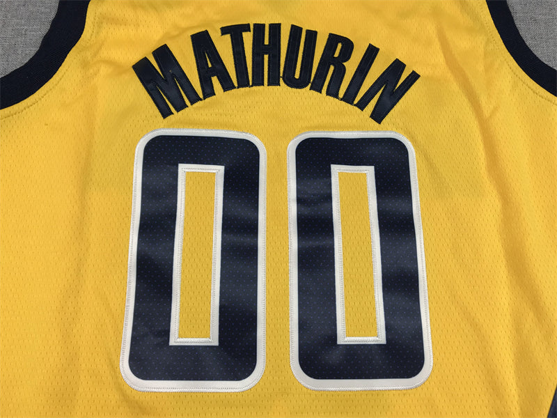 Men's Indiana Pacers Bennedict Mathurin #00 Yellow 2022/23 Swingman Jersey1 - Statement Edition