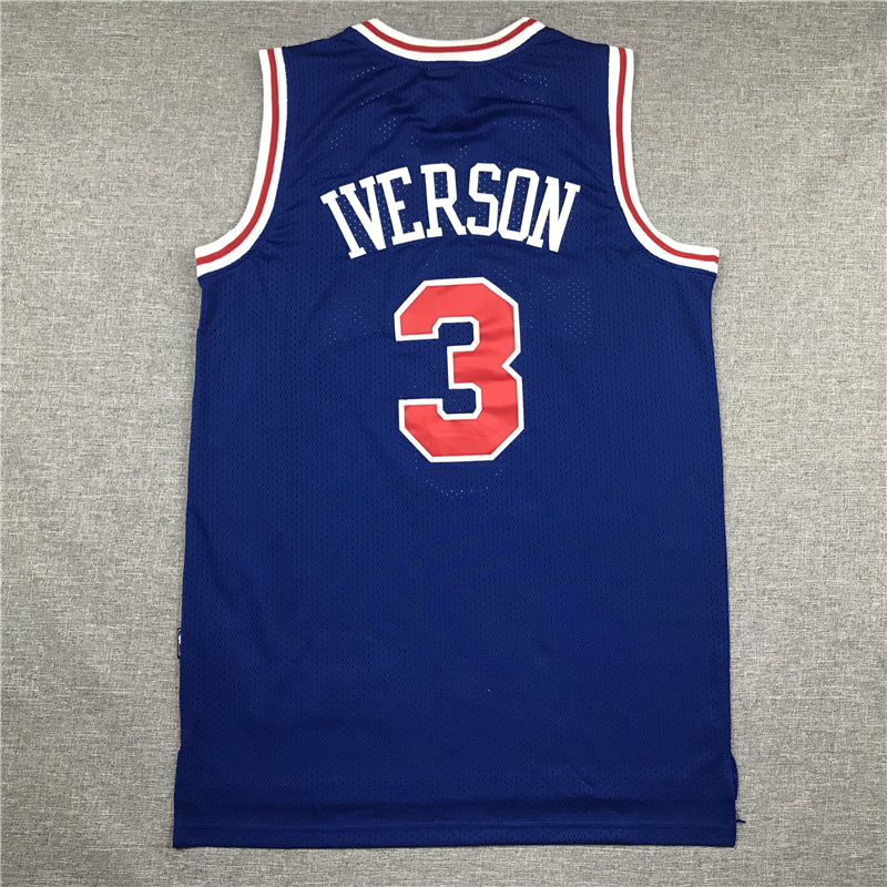 Men's Philadelphia 76ers Allen Iverson #3 Royal Swingman Jersey1