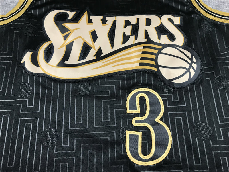Men's Philadelphia 76ers Allen Iverson Black 2000-01 Hardwood Classics Jersey1