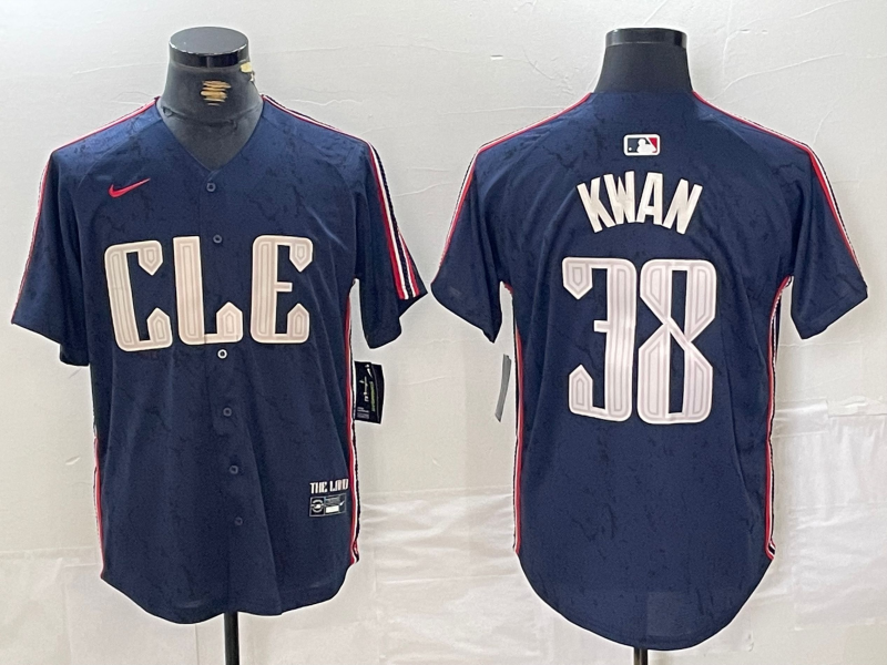 Men's Cleveland Guardians Steven Kwan #38 Navy 2024 City Connect Limited Jersey1