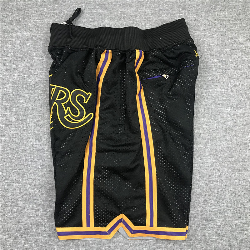 Men's Los Angeles Lakers Black Pro Shorts1 Stitched Size S-XXL