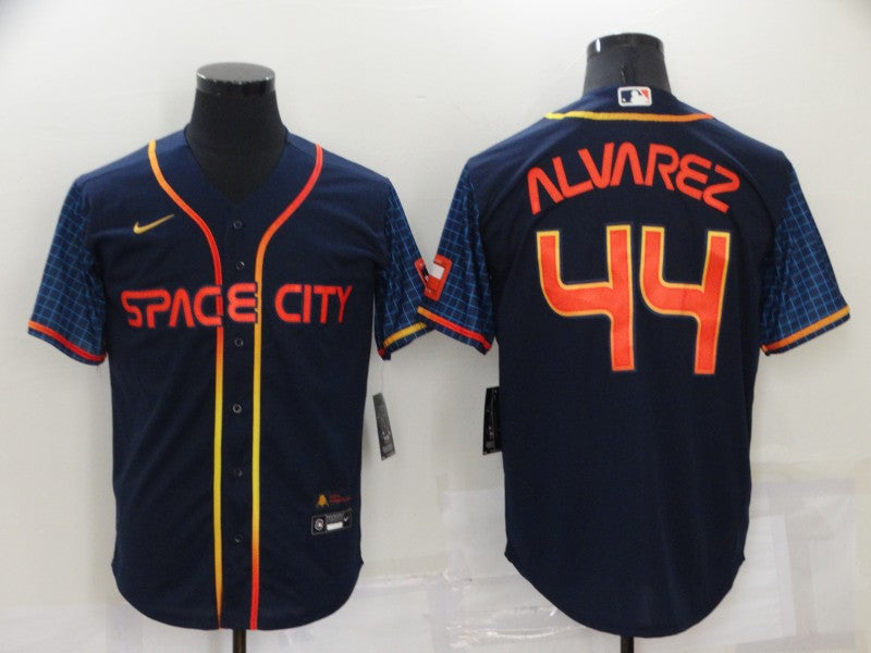 Men's Houston Astros Yordan Alvarez #44 Navy Space City Jersey1