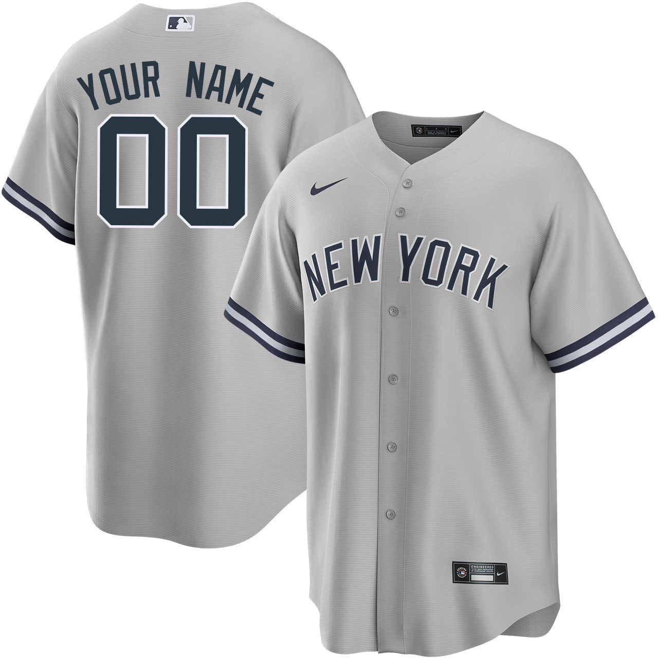 Men's New York Yankees Custom Grey Player Jersey1