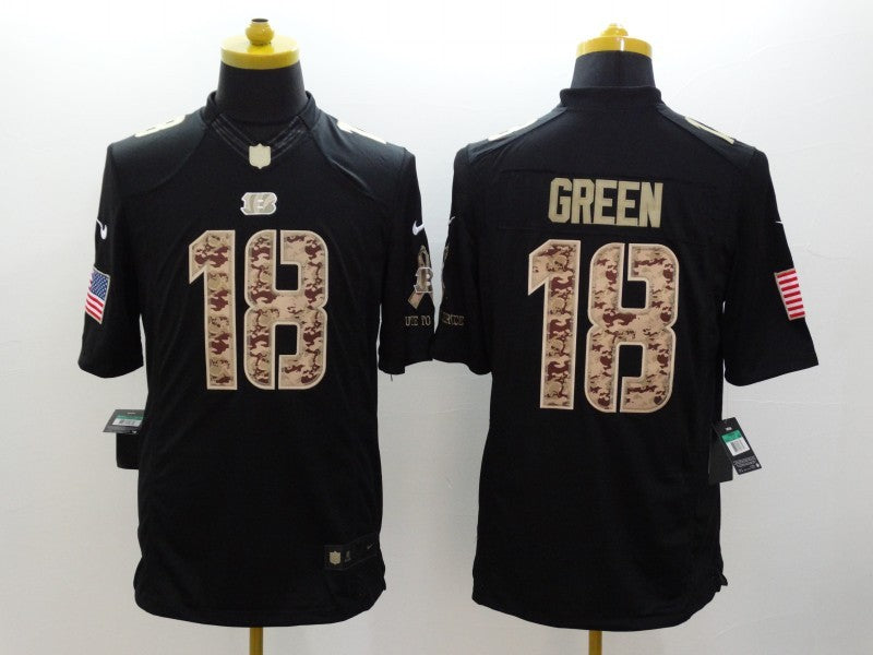 Men's Cincinnati Bengals A.J. Green #18 Black Team Game Jersey1
