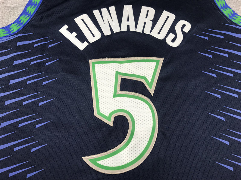 Men's Minnesota Timberwolves Anthony Edwards #5 Blue Swingman Jersey1 - City Edition