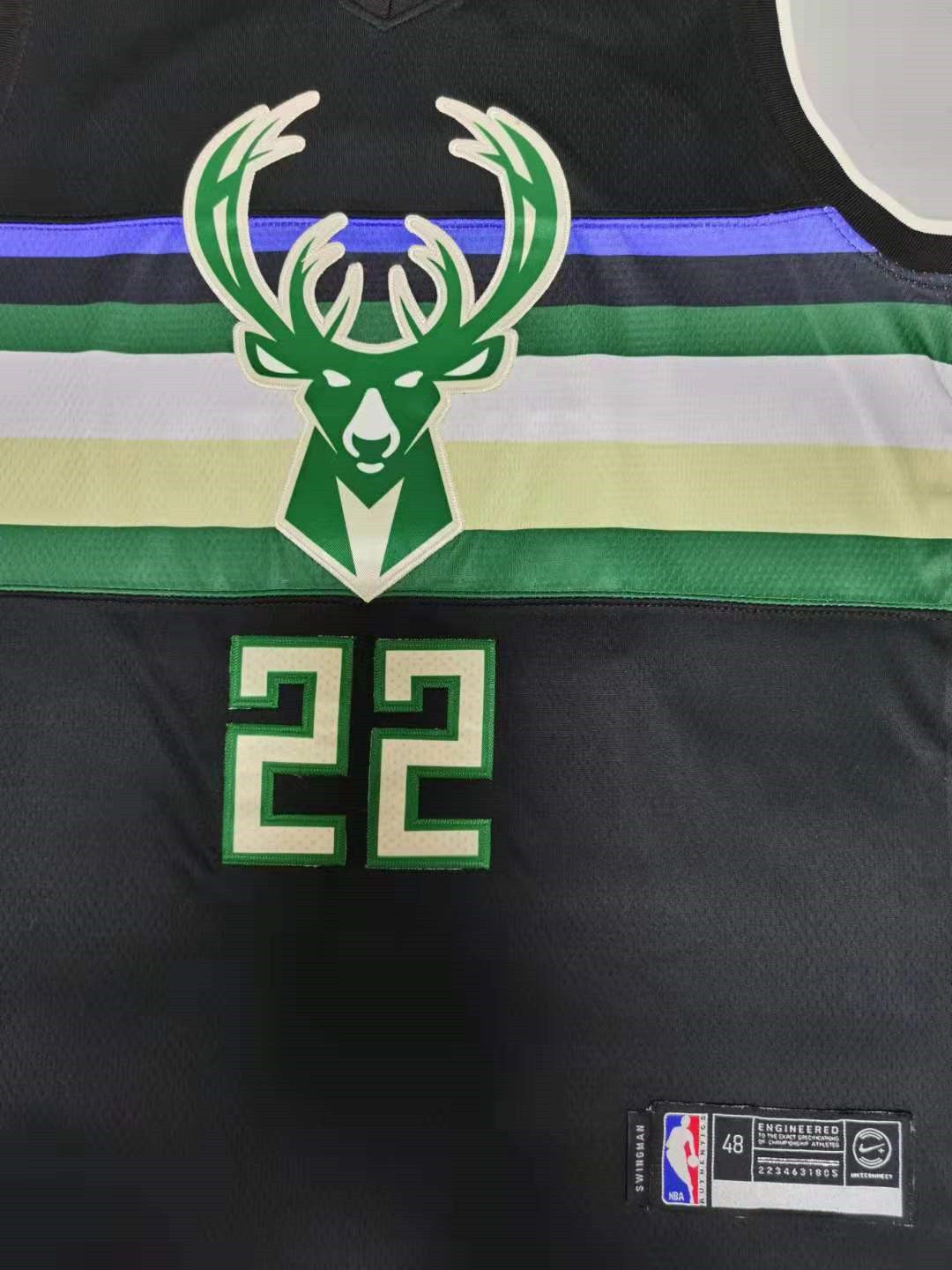 Men's Milwaukee Bucks Khris Middleton Black 2021 NBA Finals Champions Jersey1
