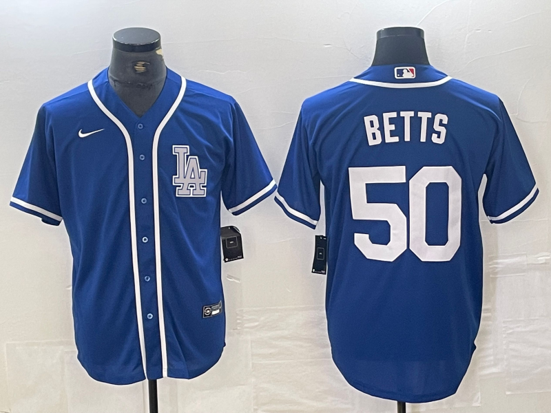 Men's Los Angeles Dodgers Mookie Betts #50 Blue Limited Player Jersey1