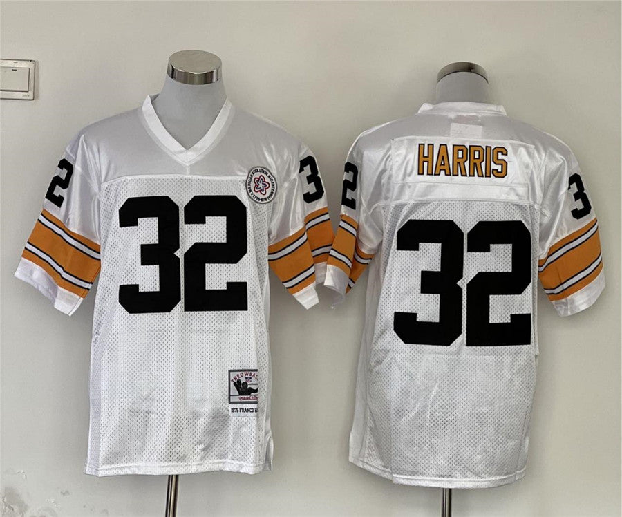 Men's Pittsburgh Steelers Franco Harris Mitchell & Ness White Legacy Replica Jersey1
